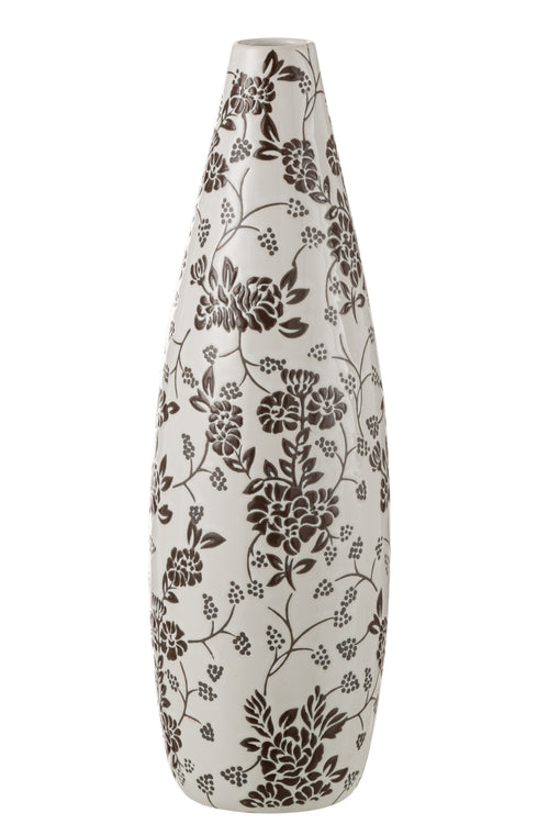 J-Line vaas Zen - porselein - wit/zwart - 53 cm hoog - vtwonen shop