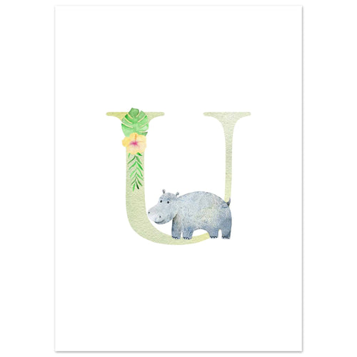 Artfulprints  Letter U kindernaam   Poster 50x70 cm