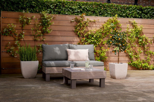 Keter Signature Elements Balkonset - 2 personen - met groene kussens - Cappuccino/Ashwood