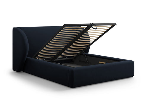 Micadoni Opbergbed met hoofdeinde Miley 180x200cm, flueel, donkerblauw - 230x227x100cm