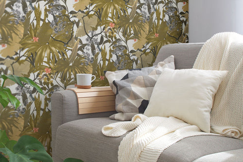 Livingwalls behang jungle-motief groen, wit en grijs - 53 cm x 10.05 m - AS-385224