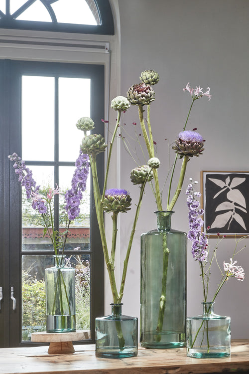 Mica Decorations Guan Fles Vaas - H75 x Ø25 cm - Gerecycled Glas - Groen