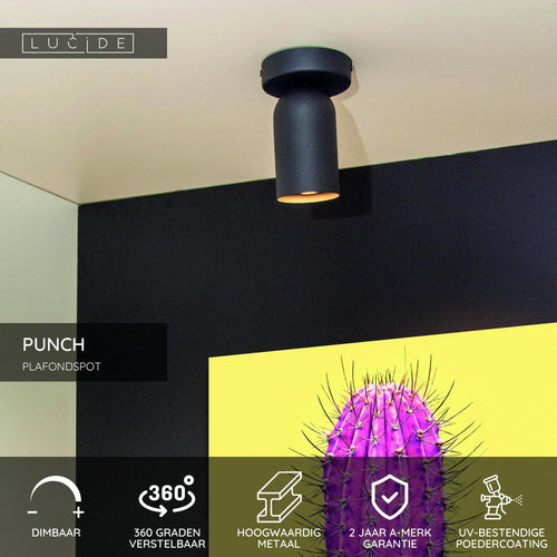 Lucide plafondspot PUNCH - 1xGU10 - Zwart