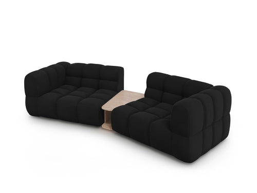 Cosmopolitan Design Modulaire bank Sky 2-zits, flueel, zwart - 148x280x70cm