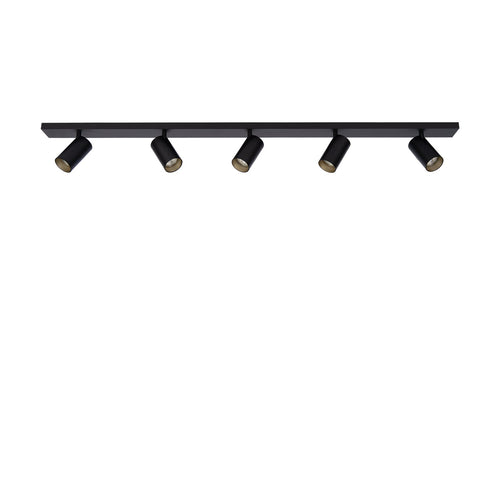 Atmooz plafondlamp Era 5 - zwart - goud binnenin - 120 x 7 x H 10 cm - GU10