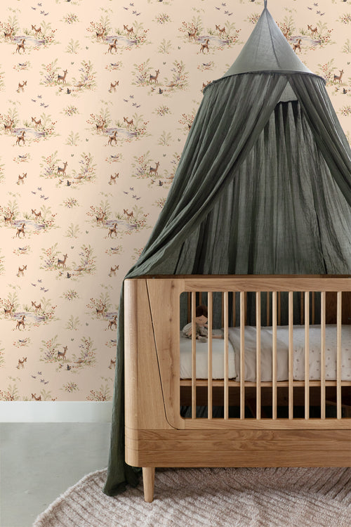 ESTAhome behang hertjes warm beige - 50 x 900 cm - 131430 - vtwonen shop