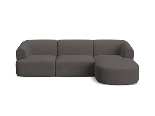 Cosmopolitan Design Modulaire hoekbank rechts Campi 4-zits, structurele stof grijs - 156x256x70cm