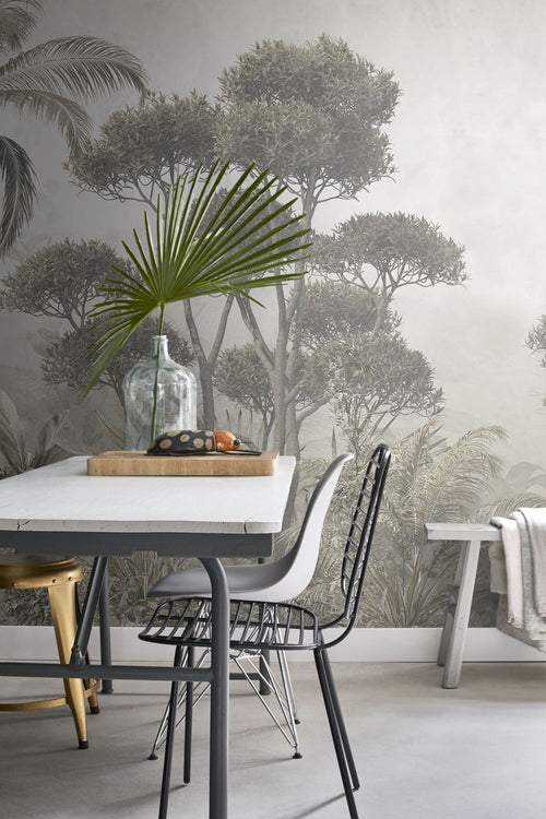 Sanders & Sanders fotobehang jungle-motief vergrijsd groen - 300 x 279 cm - 950026