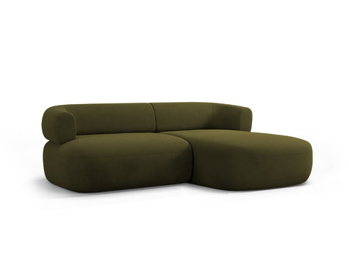 Micadoni rechter hoekbank Jenny 5-zits, flueel groente - 145x200x73cm
