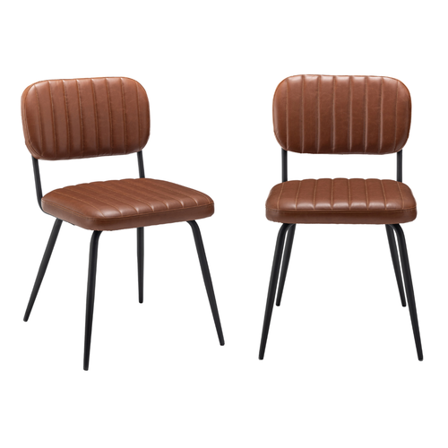 CALICOSY - Set van 2 SPARTE - Woonkamerstoelen - Bruin - 45x56x79 cm