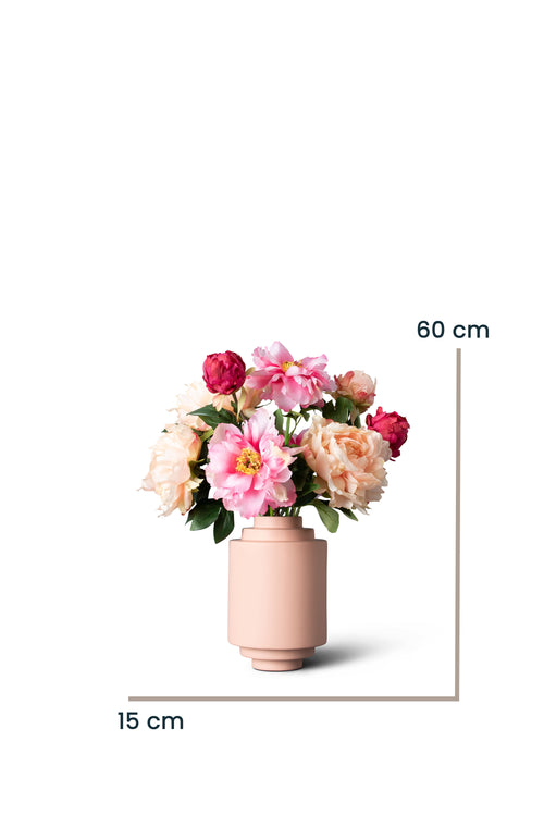 Madame Fleurie zijden boeket Peony Petals - Natural flow - met vaas - vtwonen shop