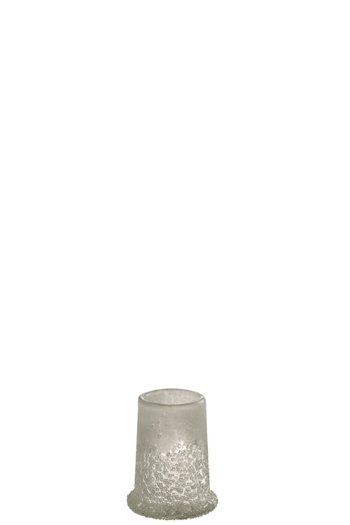 J-Line theelichthouder Suiker - glas - wit - small