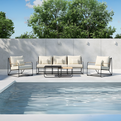 Nest outdoor Paolo 4 delige tuin loungeset beige/zwart