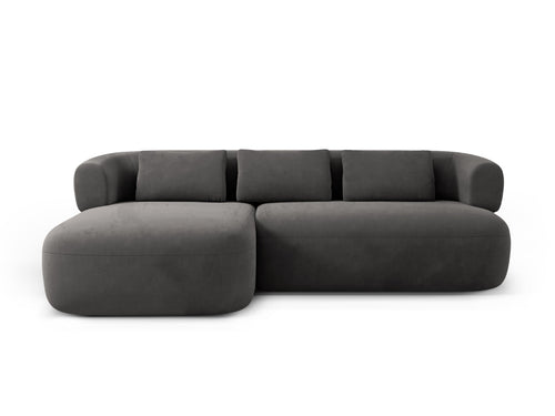 Micadoni linker hoekbank Jenny 5-zits, flueel donkergrijs - 145x225x73cm