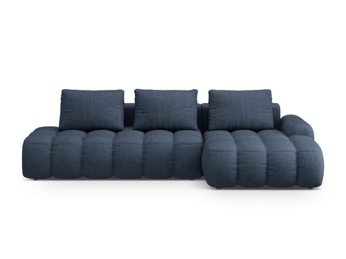 Cosmopolitan Design Converteerbare hoekbank rechts met opbergdoos Linz 3-zits, structurele stof donkerblauw - 142x275x84cm