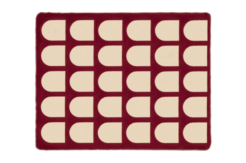 noo.ma Gilli Throw plaid van katoen, geometrische print, bordeauxrood en botergeel