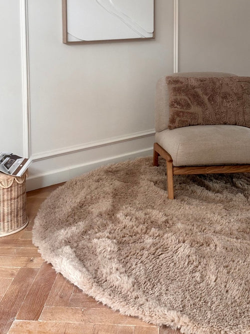 Interieur05 vloerkleed Furr - bruin -  Ø 120 cm