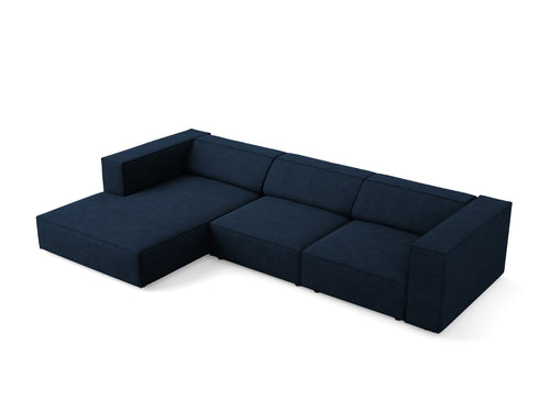 Cosmopolitan Design linker hoekbank Arendal 4-zits, chenille met ribbeleffect, koningsblauw - 166x284x70cm