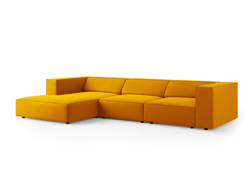 Cosmopolitan Design linker hoekbank Arendal 4-zits, flueel, geel - 166x284x70cm