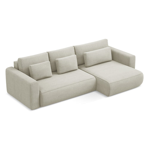 LaMiaSofa hoekbank rechts Perugia - textuurstof - lichtbeige - 278x149x82