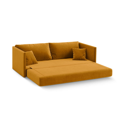 Cosmopolitan Design - Converteerbare bank Shannon 3-zits, flueel geel - 94x209x87cm