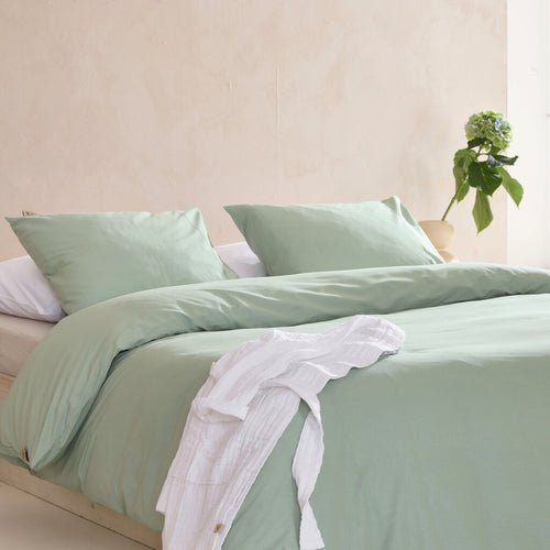 Walra - Dekbedovertrek Remade Uni Essence - 140x220 cm - Groen