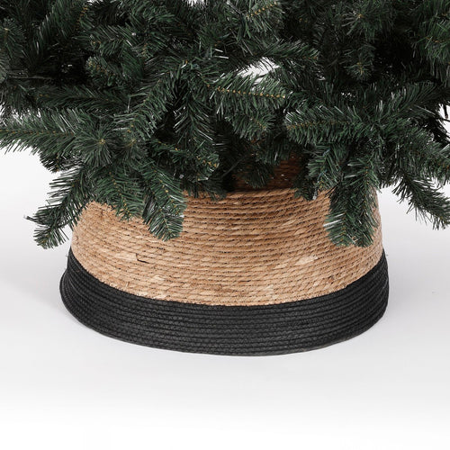 House of Seasons Kerstboomrok Ø50 x H26 cm - Kerstboom Rok Zeegras - Kerstboommand Zwart