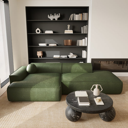 Sia Home - Hoekbank links ANIA - kruisweefsel olijfgroen 260cm