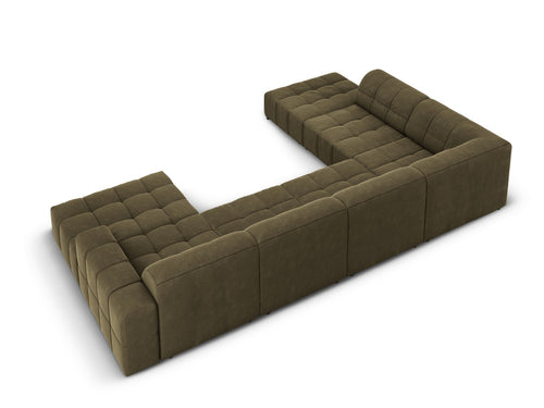 Cosmopolitan Design Panoramische hoekbank links Chicago 7-zits, flueel groente - 263x375x78cm