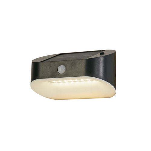 Searchlight Solar Buitenwandlamp Zwart Metaal & Wit Polycarbonaat
