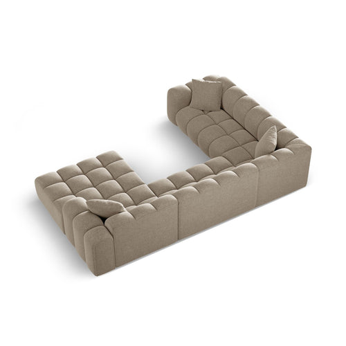 Cosmopolitan Design - Panoramische hoekbank links Treno 4-zits, chenille donkerbeige - 240x330x70cm