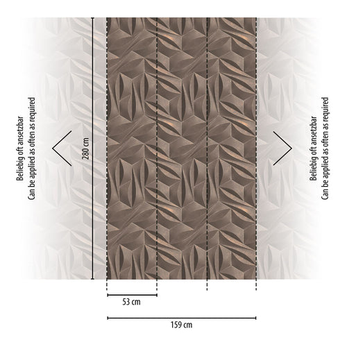 Livingwalls fotobehang 3D-motief grijs en bronze - 159 x 280 cm - AS-391792