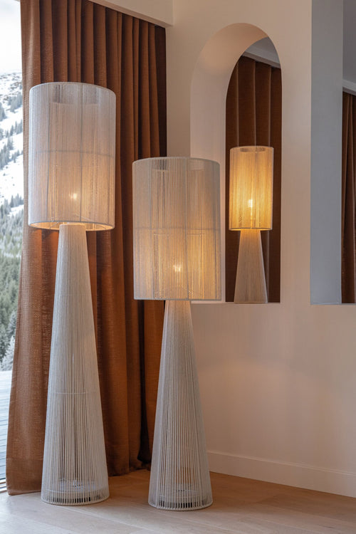 J-Line lamp op voet - textiel - greige - large