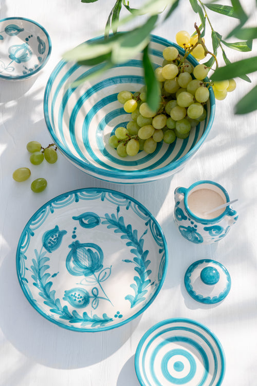 J-Line kom Lebrillo Granada Stripes - keramiek - wit/aqua