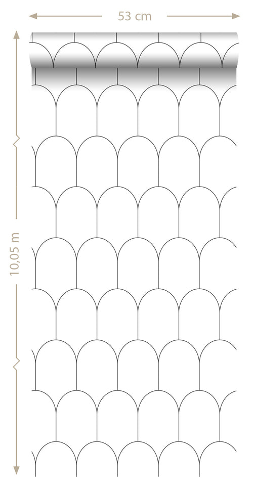 ESTAhome behang art deco motief wit en zwart - 53 cm x 10.05 m - 139140