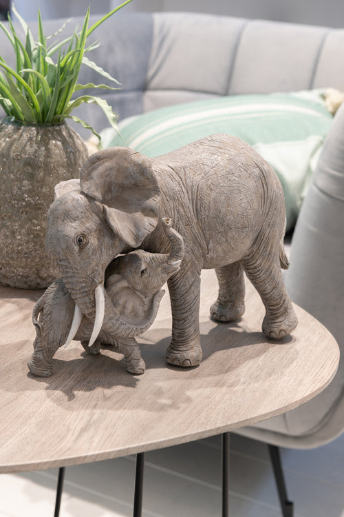 J-Line decoratie Olifant Knuffel - polyresin - grijs