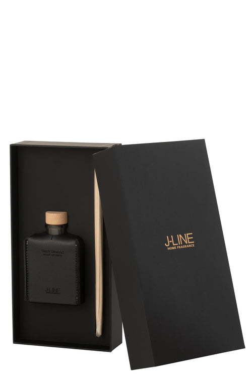 J-Line geurstokjes - Black Diamond - leder - zwart - 100ml