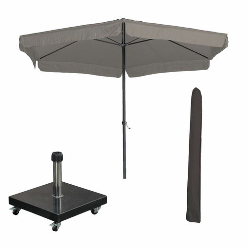 Garden Impressions stokparasol Delta taupe Ø300 cm met 40kg Eureka voet en hoes - vtwonen shop