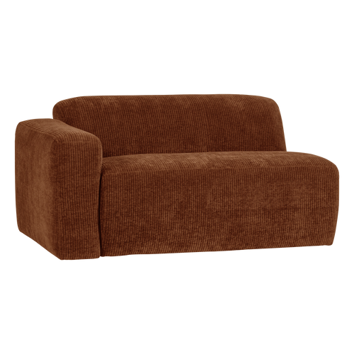 WOOOD 1,5-zits bank arm links Mojo Base - Rib - Roestbruin - 74x145x97
