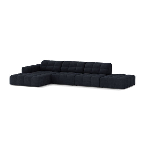 Cosmopolitan Design - Linker hoekbank Chicago 5-zits, chenille marineblauw - 167x348x78cm