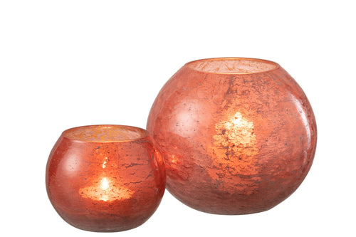 J-Line windlicht Nuria Bal - glas - terracotta - large