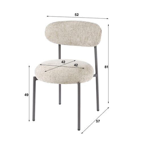 Giga Meubel Eetkamerstoel Round Tissee - Zand Stof - Set van 2 - vtwonen shop