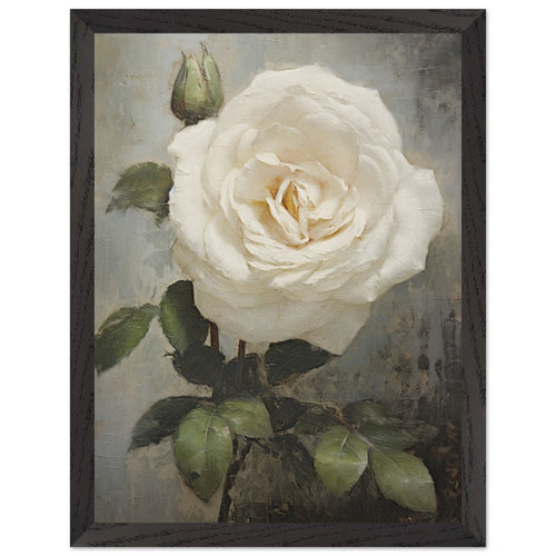 Artfulprints Poster met Lijst White rose   - 30x40 cm - Wit