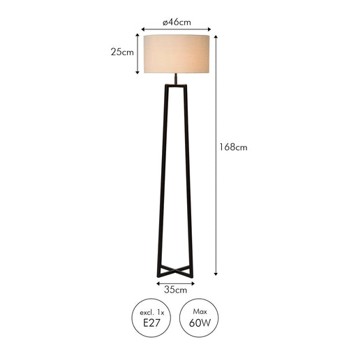 Atmooz vloerlamp Potsdam - zwart - Ø 46 x H 168 cm - E27