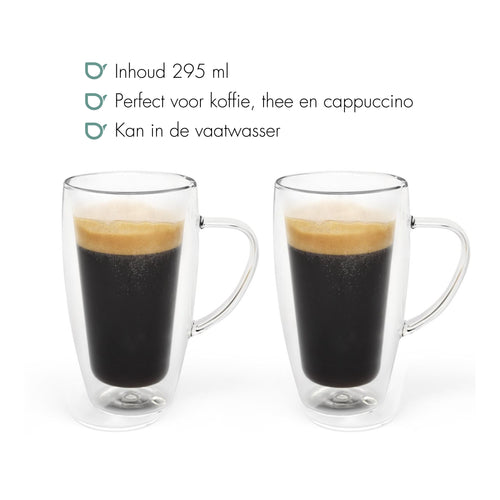 Bredemeijer -Dubbelwandig glas koffie/thee 295ml s/2 - vtwonen shop
