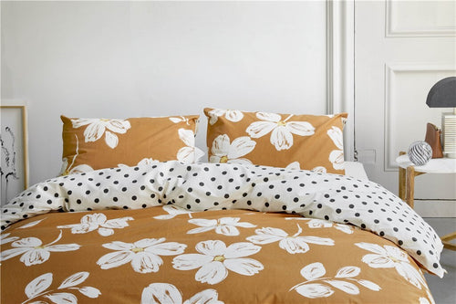 Walra - Dekbedovertrek Fancy Flowers - 240x220 cm - Cognac - vtwonen shop