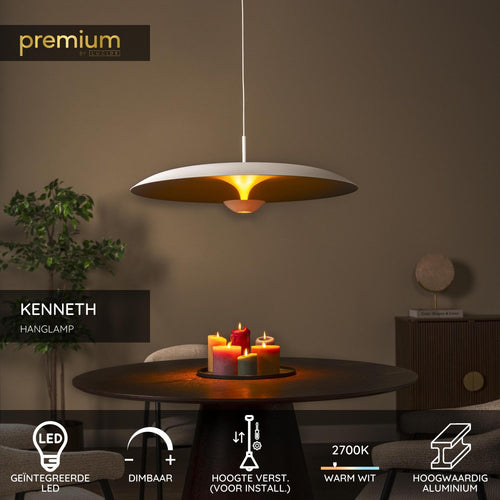 Lucide hanglamp KENNETH - Geïntegreerde LED - Wit