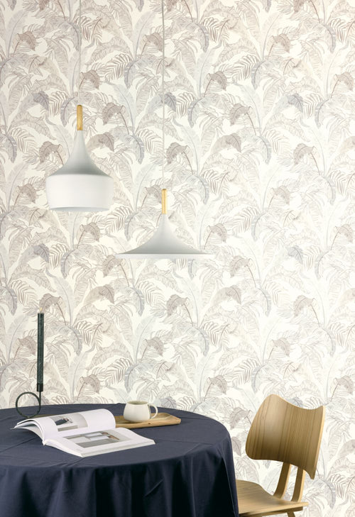 Masureel behang bladeren wit - 53 cm x 10.05 m - 631957 - vtwonen shop