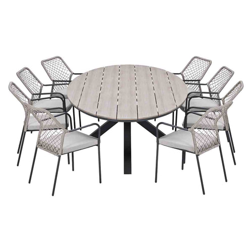 Garden Impressions Tuinset Ross 9-delig - Tulli tuintafel ovaal 280x140 cm