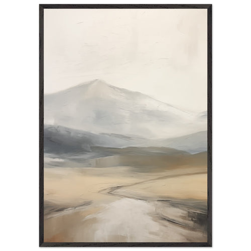 Artfulprints Poster met Lijst Abstract - Fuji path   - 70x100 cm - Taupe